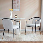 Silla de comedor tapizada en beige, respaldo estilo King Louis, juego de 2