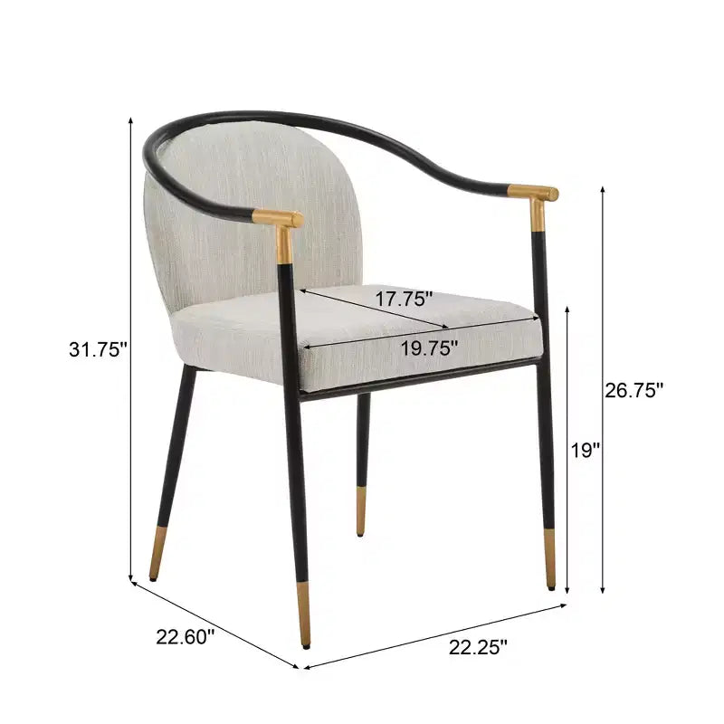 Silla de comedor tapizada en beige, respaldo estilo King Louis, juego de 2
