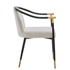 Silla de comedor tapizada en beige, respaldo estilo King Louis, juego de 2