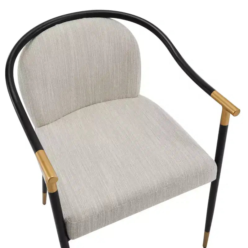 Silla de comedor tapizada en beige, respaldo estilo King Louis, juego de 2