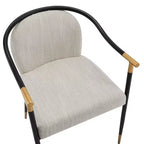 Silla de comedor tapizada en beige, respaldo estilo King Louis, juego de 2