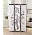 Roundhill Furniture 3-Panel Oriental Shoji Screen/Room Divider, Black
