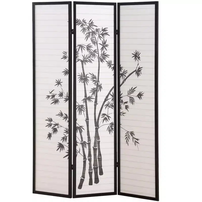 Biombo shoji negro de 3 paneles