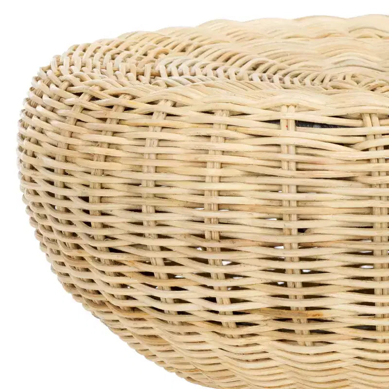Taburete Redondo de Ratán Natural, Estilo Bohemio, 1 Plaza
