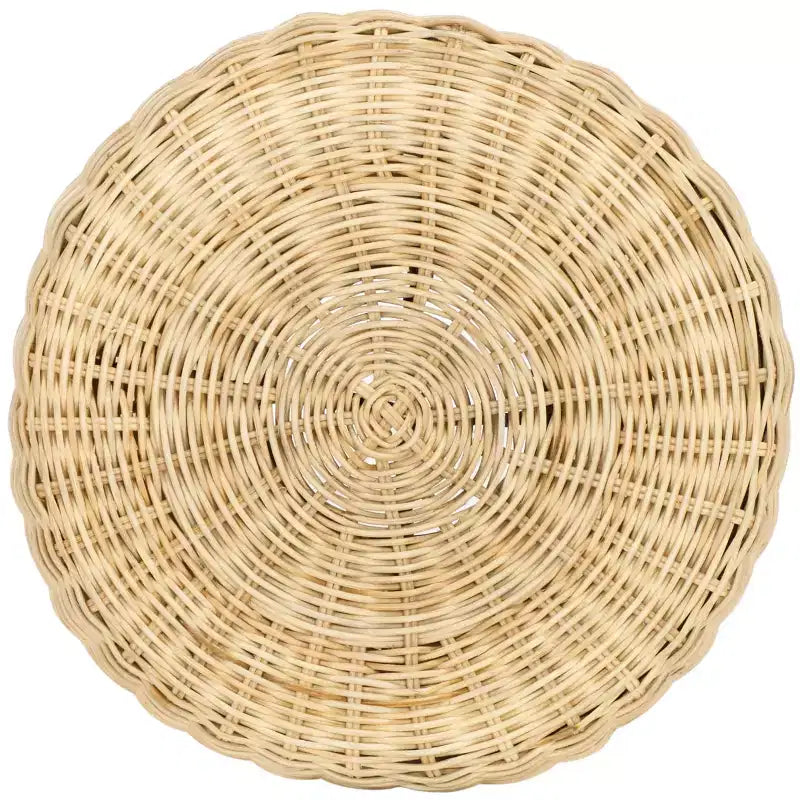 Taburete Redondo de Ratán Natural, Estilo Bohemio, 1 Plaza