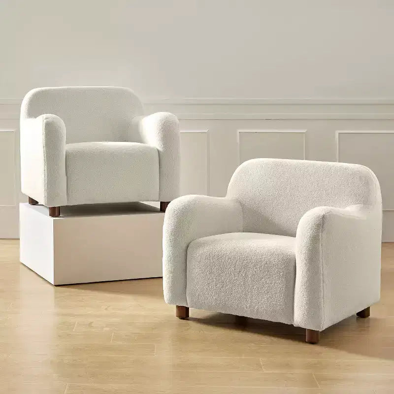 Set de 2 sillones tapizados Boucle, negro/marfil (1 asiento cada uno)