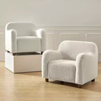 Set de 2 sillones tapizados Boucle, negro/marfil (1 asiento cada uno)