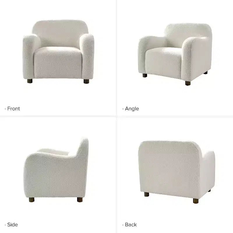 Set de 2 sillones tapizados Boucle, negro/marfil (1 asiento cada uno)