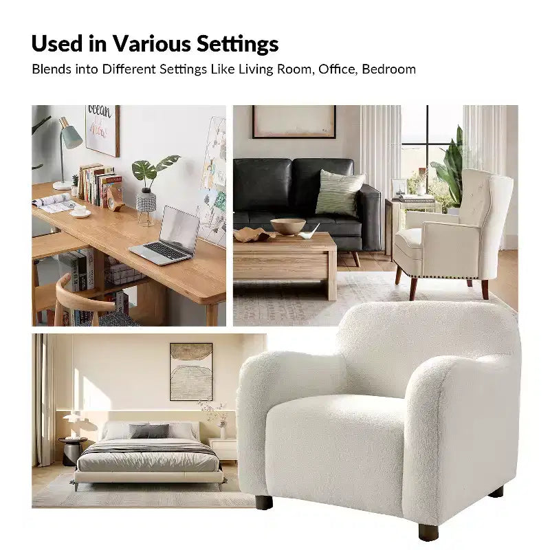 Set de 2 sillones tapizados Boucle, negro/marfil (1 asiento cada uno)