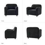 Set de 2 sillones tapizados Boucle, negro/marfil (1 asiento cada uno)