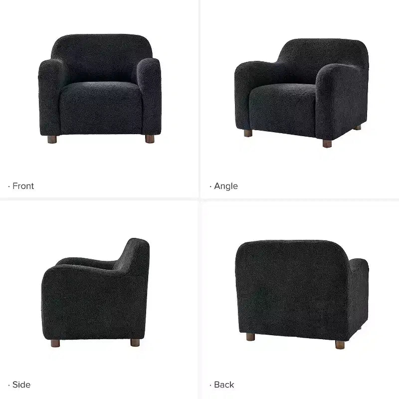 Set de 2 sillones tapizados Boucle, negro/marfil (1 asiento cada uno)