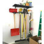 Sistema de almacenamiento de herramientas y estanterías de pared ajustable de acero negro, montaje por 1 persona