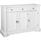 Kings Brand Furniture White Finish Wood Buffet Breakfront Cabinet Console Table With Storage, Drawers, Shelves