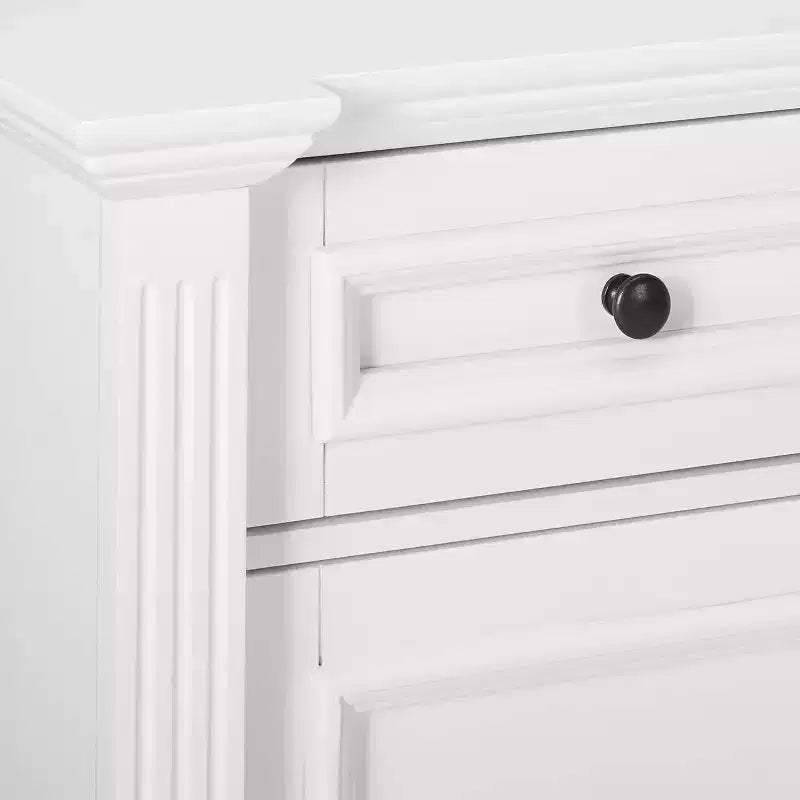 Mueble Buffet Consola de Madera Blanca con 3 Puertas, 2 Cajones y Estantes (Montaje por 1 Persona)