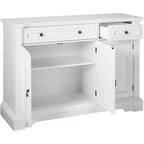 Mueble Buffet Consola de Madera Blanca con 3 Puertas, 2 Cajones y Estantes (Montaje por 1 Persona)