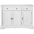Mueble Buffet Consola de Madera Blanca con 3 Puertas, 2 Cajones y Estantes (Montaje por 1 Persona)