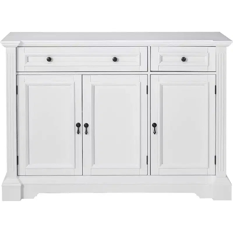 Mueble Buffet Consola de Madera Blanca con 3 Puertas, 2 Cajones y Estantes (Montaje por 1 Persona)