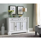 Mueble Buffet Consola de Madera Blanca con 3 Puertas, 2 Cajones y Estantes (Montaje por 1 Persona)