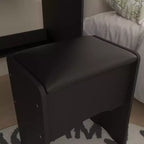 Tocador/Mesa de Maquillaje Blanca/Negra con Espejo Iluminado y Taburete – 1 Persona