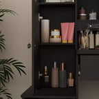 Tocador/Mesa de Maquillaje Blanca/Negra con Espejo Iluminado y Taburete – 1 Persona