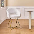 VECELO Velvet Accent Chair Modern Lounge Armchair with Gold Metal Base & Padded Backrest White