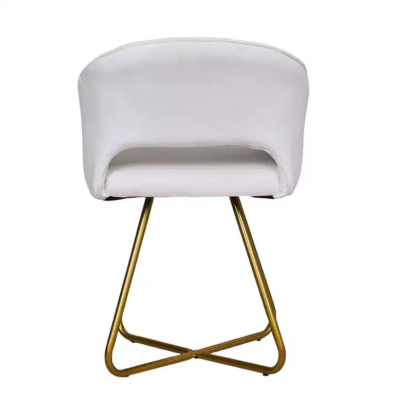 Sillón Acentual de Terciopelo Blanco con Base de Metal Dorado, Asiento y Respaldo Acolchados, 1 Plaza