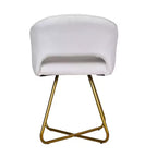 Sillón Acentual de Terciopelo Blanco con Base de Metal Dorado, Asiento y Respaldo Acolchados, 1 Plaza