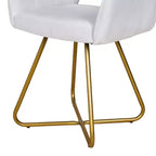 Sillón Acentual de Terciopelo Blanco con Base de Metal Dorado, Asiento y Respaldo Acolchados, 1 Plaza
