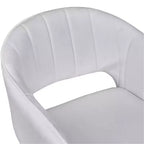 Sillón Acentual de Terciopelo Blanco con Base de Metal Dorado, Asiento y Respaldo Acolchados, 1 Plaza