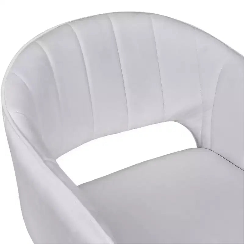 Sillón Acentual de Terciopelo Blanco con Base de Metal Dorado, Asiento y Respaldo Acolchados, 1 Plaza