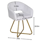 Sillón Acentual de Terciopelo Blanco con Base de Metal Dorado, Asiento y Respaldo Acolchados, 1 Plaza