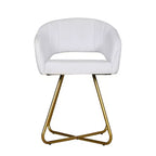 Sillón Acentual de Terciopelo Blanco con Base de Metal Dorado, Asiento y Respaldo Acolchados, 1 Plaza