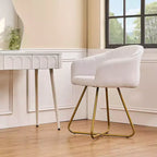 Sillón Acentual de Terciopelo Blanco con Base de Metal Dorado, Asiento y Respaldo Acolchados, 1 Plaza