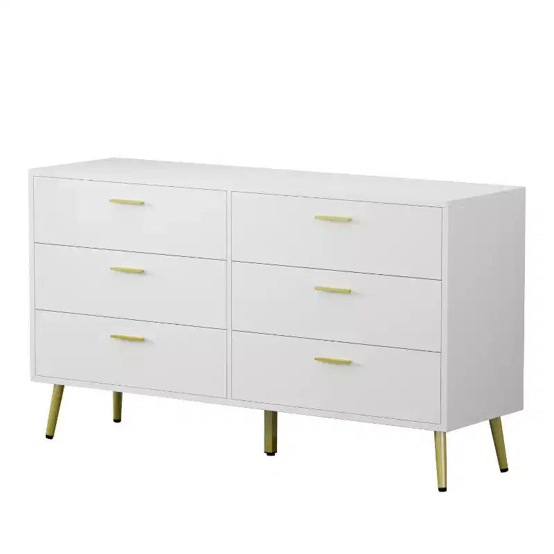 Cómoda de 6 cajones, marrón/blanco, de fácil montaje