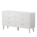 Cómoda de 6 cajones, marrón/blanco, de fácil montaje