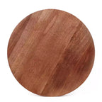 Mesa auxiliar redonda marrón de madera de mango, base de pedestal, individual