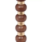 Mesa auxiliar redonda marrón de madera de mango, base de pedestal, individual
