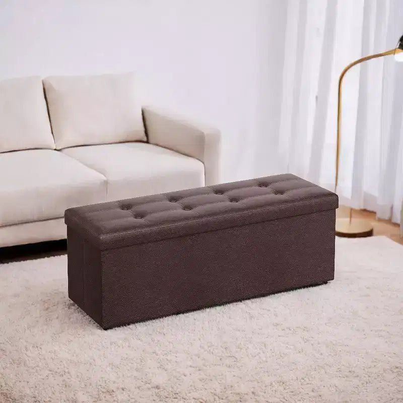 Banco otomano de almacenamiento plegable, negro/marrón/marrón café/blanco, asiento individual