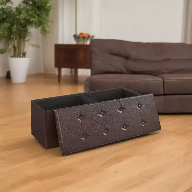 Banco otomano de almacenamiento plegable, negro/marrón/marrón café/blanco, asiento individual