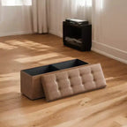Banco otomano de almacenamiento plegable, negro/marrón/marrón café/blanco, asiento individual