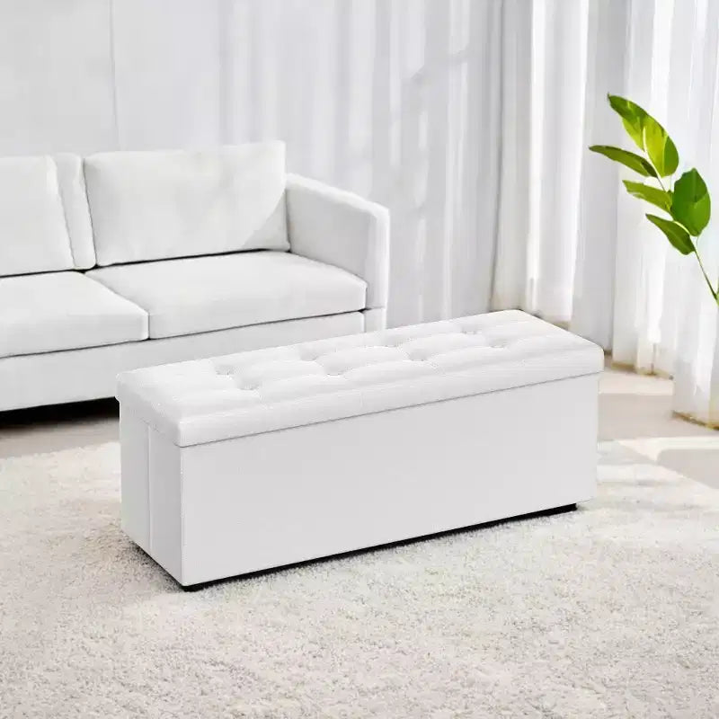 Banco otomano de almacenamiento plegable, negro/marrón/marrón café/blanco, asiento individual