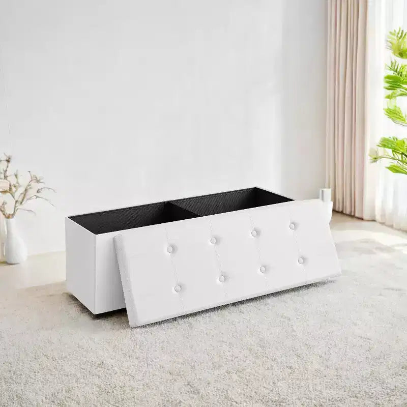 Banco otomano de almacenamiento plegable, negro/marrón/marrón café/blanco, asiento individual
