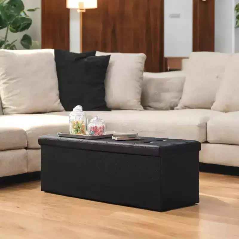 Banco otomano de almacenamiento plegable, negro/marrón/marrón café/blanco, asiento individual