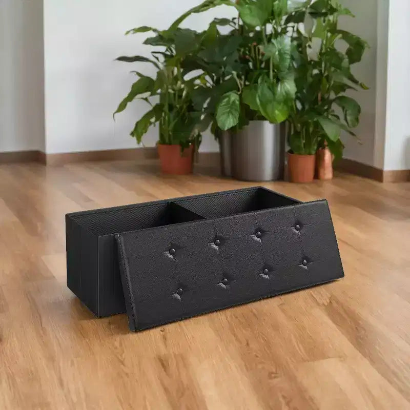 Banco otomano de almacenamiento plegable, negro/marrón/marrón café/blanco, asiento individual