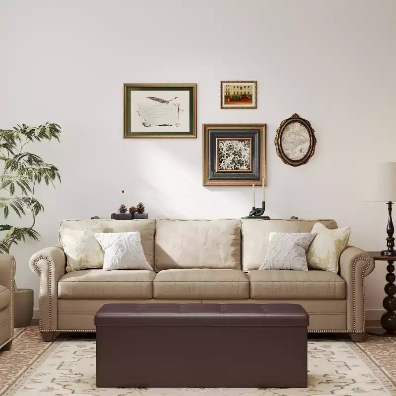Banco otomano de almacenamiento plegable, negro/marrón/marrón café/blanco, asiento individual