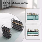 Zapatero de 5 niveles, negro, estructura de acero, capacidad para 20-25 pares