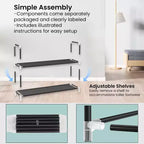 Zapatero de 5 niveles, negro, estructura de acero, capacidad para 20-25 pares