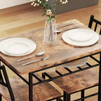 Juego de mesa de comedor industrial gris/marrón rústico, sillas sin brazos, para 2 personas