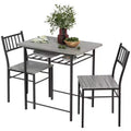 HOMCOM 3-Piece Small Dining Table Set, Kitchen Table and Chairs with Built-in Storage Rack and Steel Frame
