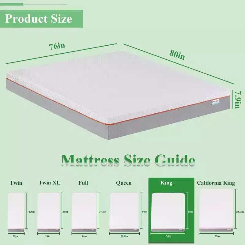 Colchón de espuma viscoelástica firmeza media, blanco, 20 cm, para 1 o 2 personas
